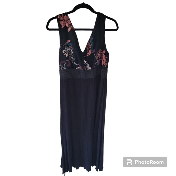 Lapis Dresses & Skirts - Lapis black, orange, and green sleeveless  floral dress.